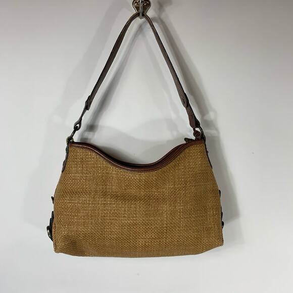 Fossil Woven Bag Handbag Tan Brown Classic - Picture 2 of 9